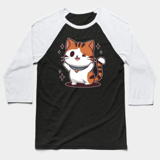 Winky Face Cat Baseball T-Shirt